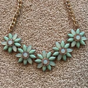 mint green flowered statement necklace